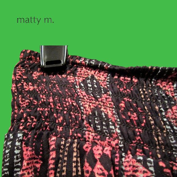 MATTY M NEW Bohemian Tribal Stripe Smock-Elastic Waist Wide Leg Pant S - Picture 3 of 8